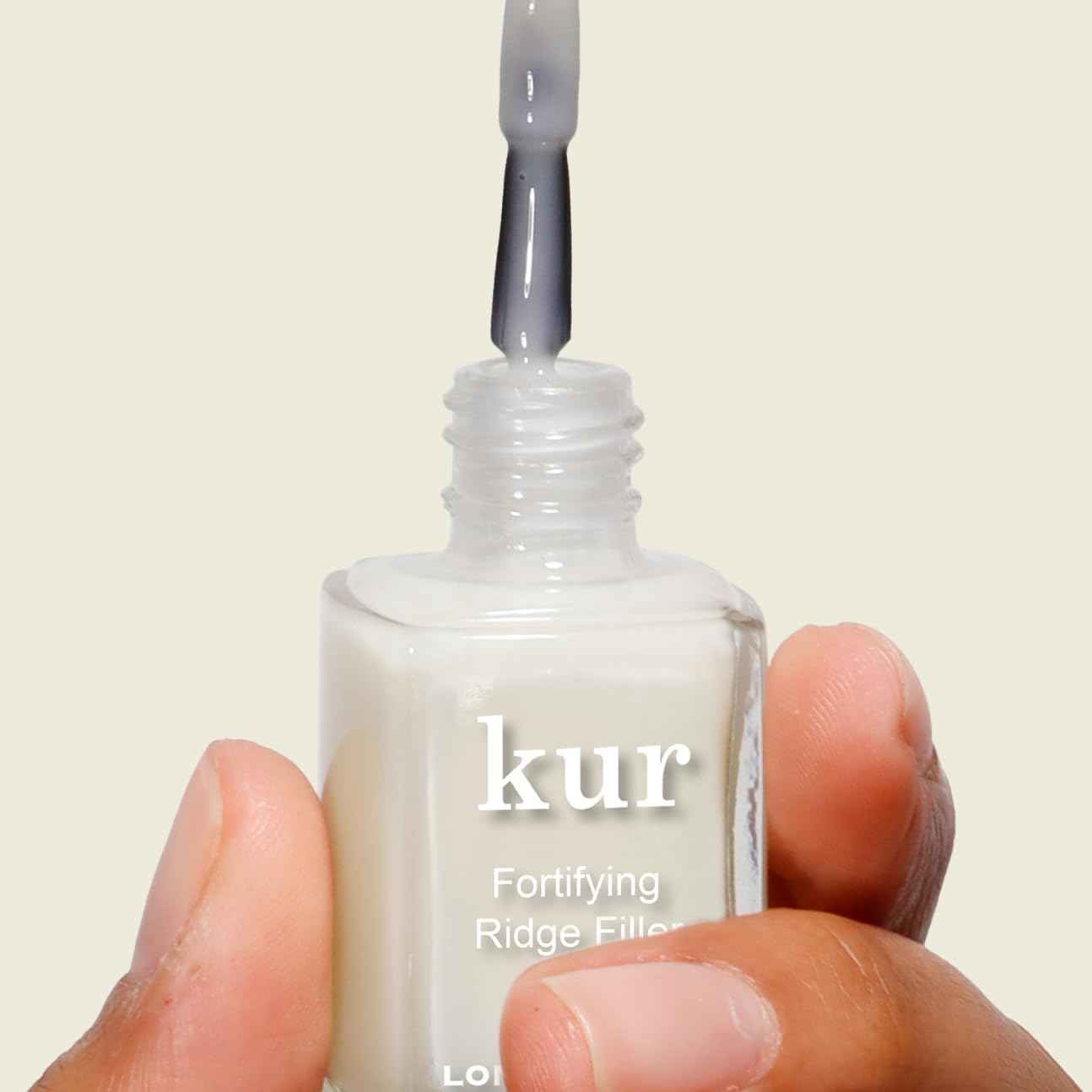 LONDONTOWN Kur Nail Ridge Filler - Smoother - Strengthener - Filler for Damaged Uneven Nails - Fortifying, Self Leveling Base, Vegan, Cruelty Free, Paraben Free, Clear, 0.4 fl oz