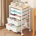 Goovilla 5-Tier Rolling Cart with Lockable Drawers & Wooden Top