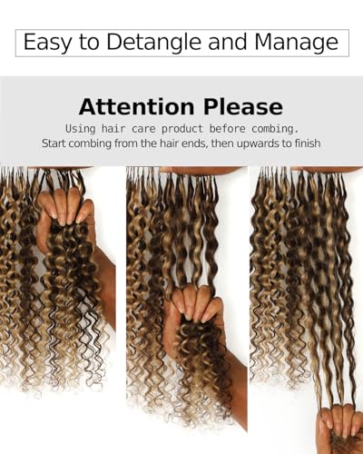 BEEOS Knotless Crochet Hair Deep Wave 22" P4/27 Human Hair