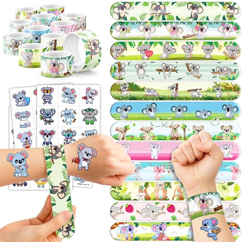 Koala Party Favors Set - 72 PC Bundle with Tattoos & Bracelets