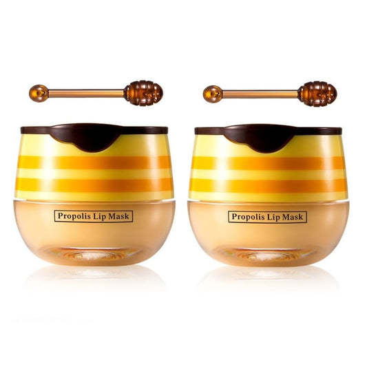 2 Pcs Honey Pot Lip Balm, Moisturizing Restors Moisture Bee Lip Mask for Dry Lips Lip Mask.(Honey)