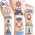 Nautical Temporary Tattoos - 96 PCS Pre-cut Stickers, 8 Sheets