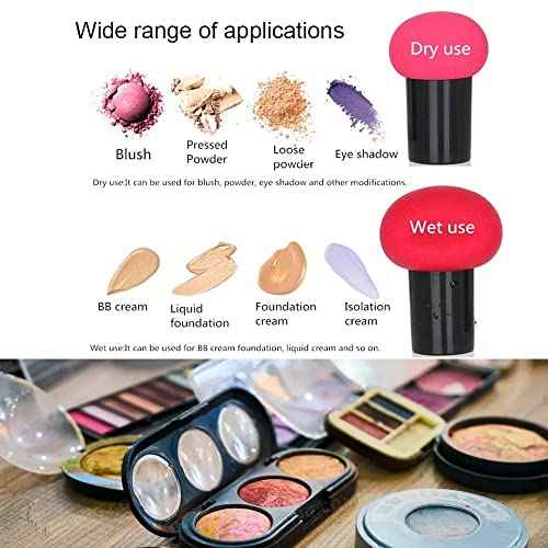 2 Pcs Makeup Sponges Makeup Sponges with Handles Cases Makeup Puffs for Foundation Creams and Powders (Mushroom A)