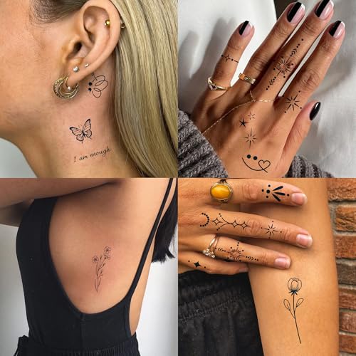 Semi-Permanent Flower Tattoos - 6 Sheets, 85 Designs, 2-Week Lasting