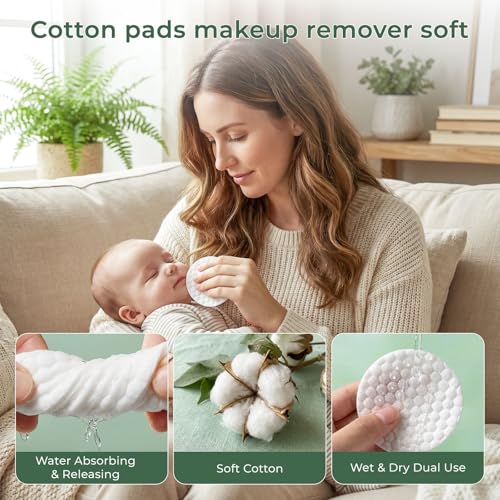 50 Pcs Extra Large 3.15" Cotton Rounds for Face & Makeup Removal – Individually Wrapped