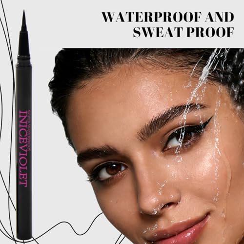 Waterproof Liquid Eyeliner Pen 2 Pack - Ultra Fine Felt Tip Black