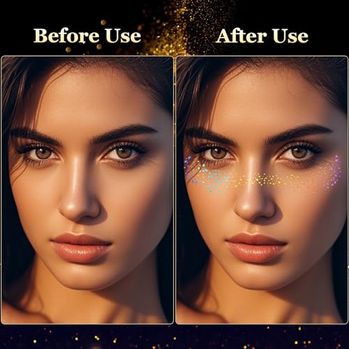 HyperFun Glitter Freckles Stickers - 12 Pack Waterproof Face Gems