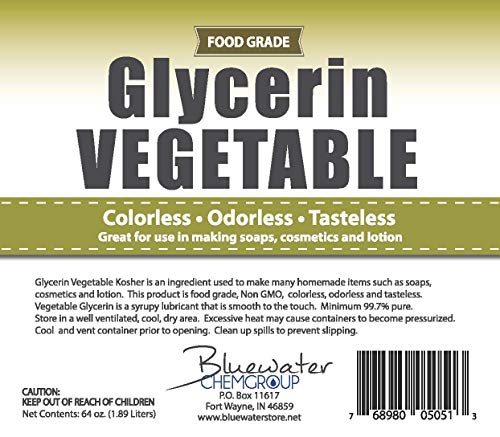 Vegetable Glycerin - Half Gallon (64oz)- All Natural, USP Grade - Premium Quality Liquid Glycerin, Excellent Emollient Qualities, Amazing Skin and Hair Benefits, DIY Beauty Products.