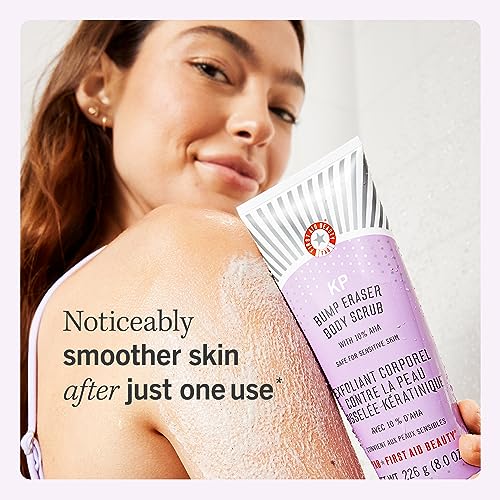First Aid Beauty - Exfoliating Bundle: KP Bump Eraser Scrub & Ingrown Hair Pads with 10% BHA and AHA, Daily Exfoliating Skin Treatment, Keratosis Pilaris Cleanser, Reduce Bumps, 8oz, 28 Pads, 2ct