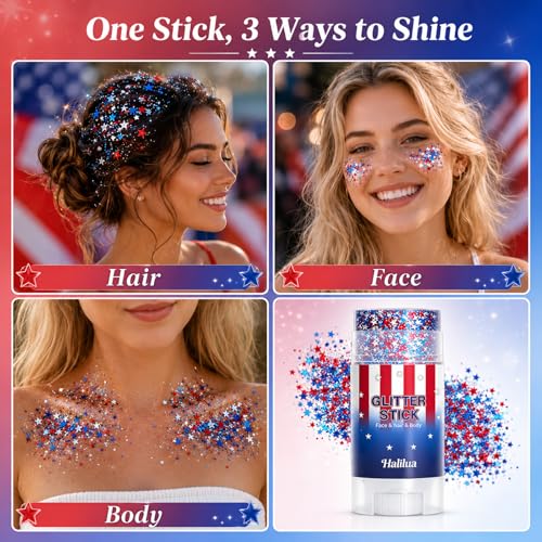 Red White Blue Glitter Stick for 4th of July & Memorial Day
