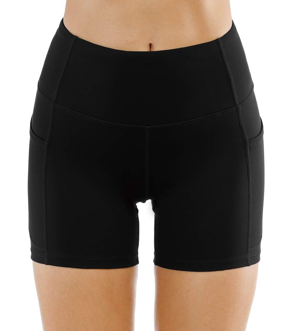 THE GYM PEOPLE High Waist Yoga Shorts for Women's Tummy Control Fitness Athletic Workout Running Shorts with Deep Pockets