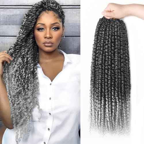 8 Packs Passion Twist Hair 24 Inch Pre-twisted Crochet Passion Twist Hair Ombre Grey Synthetic Pre Looped Passion Twist Crochet Braids Bohemian Crochet Hair