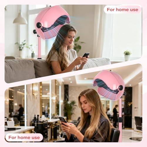 Professional Hooded Hair Dryer with Stand, 3 Temperature Settings