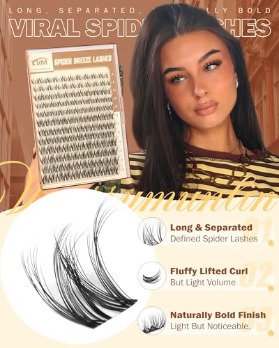Spider Breeze D Curl Lash Clusters, 8-16mm Wispy Eyelash Extensions