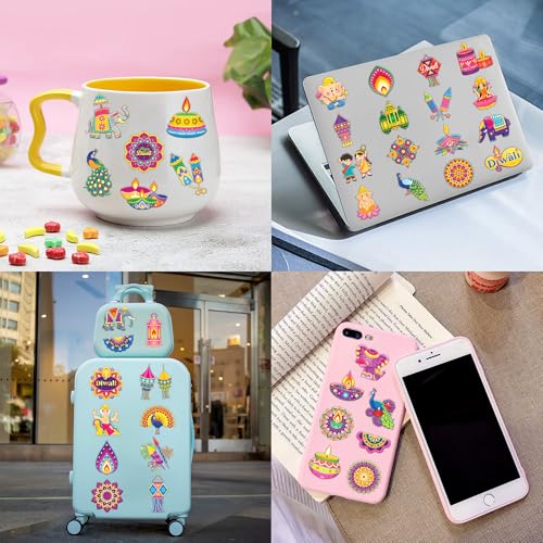 96 PCS Happy Diwali Pre-Cut Temporary Tattoos for Kids | Supper Cute Themed Birthday Party Favors, Supplies, Decorations, Diwali Festival Fake Tattoo Stickers, School Rewards Gifts for Boys & Girls