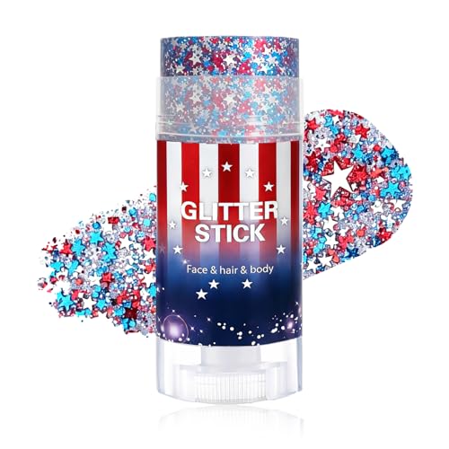 Patriotic Red White Blue Glitter Stick for Body & Face