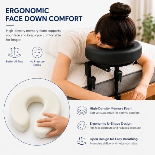 Adjustable Massage Headrest for Bed - Memory Foam Face Cradle