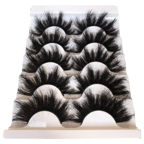 25MM Fluffy False Eyelashes - 5 Pairs 3D Faux Mink Lashes