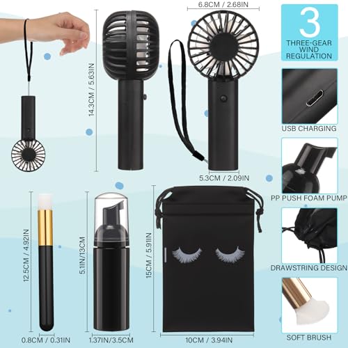 Woanger 24Pc Lash Care Kit - USB Rechargeable Fans, Bottles & Brushes