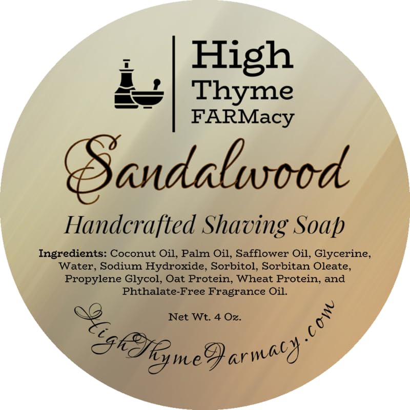 Sandalwood Shaving Soap Puck - Large 4 Ounce Bar of Sandalwood Soap for Shaving - 3 Inch Shave Puck - Sandalwood Shave Soap Puck in Travel Tin - Shave Soap for Men - Made in the USA (Sandalwood)