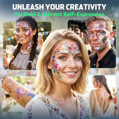 Metallic Face Paint Pens Set - 12 Colors Body Art Markers