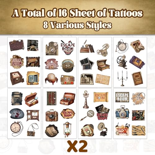 96 Escape Room Temporary Tattoos - Party Favors & Decorations