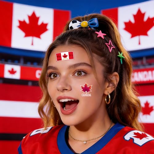 56Pcs Canadian Flag Temporary Tattoos Waterproof