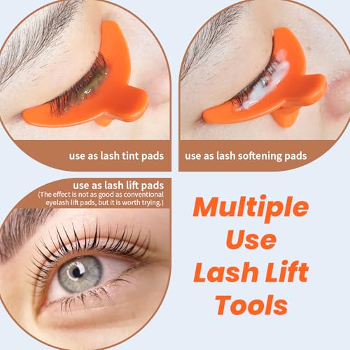 PERMANIA Lash Revise Pad, 3 Sizes Removable Eyelash Fix Shields Reusable Lash Separator Palette Plate Lash Lift Tool (Orange)
