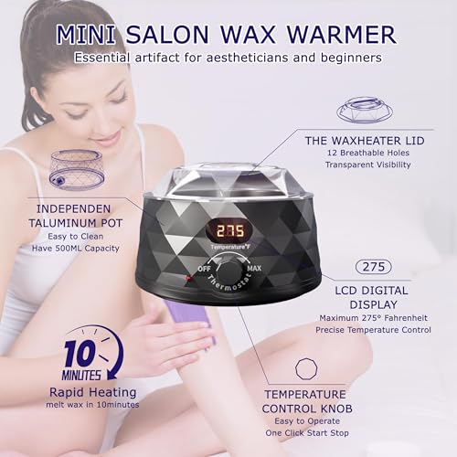 Waxing Kit for Women, Wax Warmer, Wax Kit with 4 Packs Hard Wax Beads and Accessories, for Full Body, Legs, Face, Eyebrows, Bikini, Brazilian at Home Waxing Kit for Women Men
