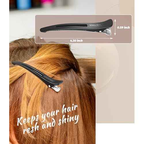 12pcs Hair Clips for Styling, Professional Duck Billed Hair Clips, with Non-slip No-Trace Silicone Band Compartments, Hair Sectioning Clips for Hairdresser Home for Unisex (black)