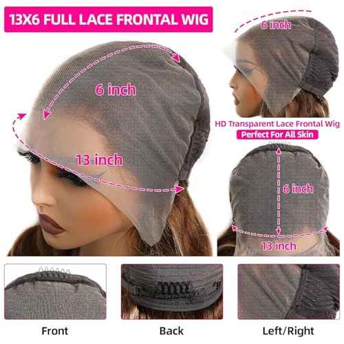 250% Density Highlight Ombre Lace Frontal Wig 13x6 Human Hair Honey Blonde HD Lace Front Wig Pre Plucked with Baby Hair brown 4/27 Colored body Lace Front wig Glueless for Women Natural Hairline