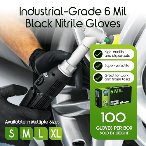 Inspire Black Nitrile Gloves Heavy Duty 6 Mil - Chemical Resistant