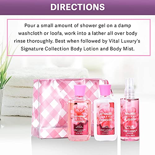 Japanese Cherry Blossom Bath & Body Travel Set - 3 Piece Spa Gift