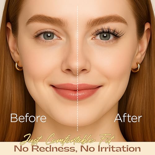 Self Adhesive Eyelashes Cluster, 10-16mm Pre Glued Lash Clusters Natural Look Wispy Press on Lashes No Glue Needed, Reusable, DIY Eyelash Extensions