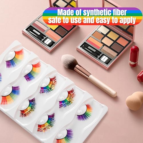 5 Pairs 3D Rainbow Eyelashes with Tinsel - Pride & Rave