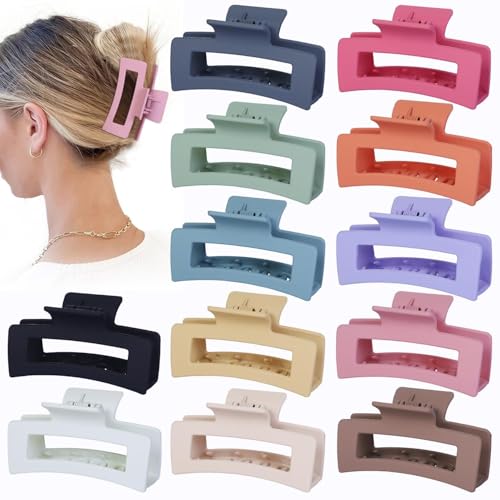 12 Piece Medium Hair Clips 3.5 Inch Square Claw Clips