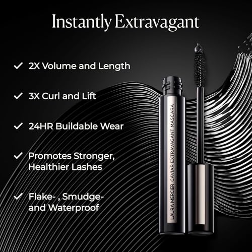 Laura Mercier Caviar Stick Cream Eyeshadow: Matte Finish, 24HR Wear, Long Lasting, Rich Color, Easily Blendable and Buildable, Waterproof, Caramel + Caviar Extravagant Mascara Bundle