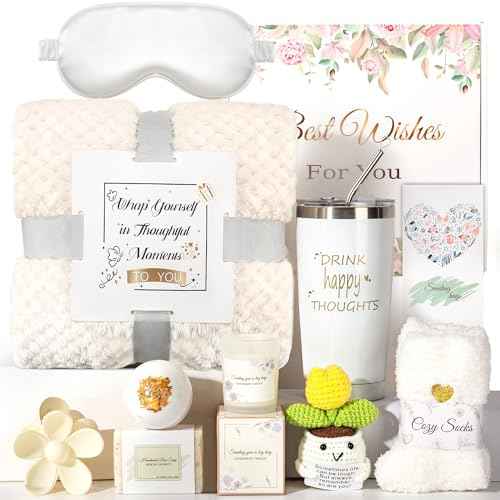 Self-Care Gift Set for Women, Get Well Soon Gift Baskets, Spa Unique Birthday Gifts Box Feel Better Care Package, Inspirational Sympathy Thinking of You Gifts for Mom, Wife, Sister, Girlfriend,Friend