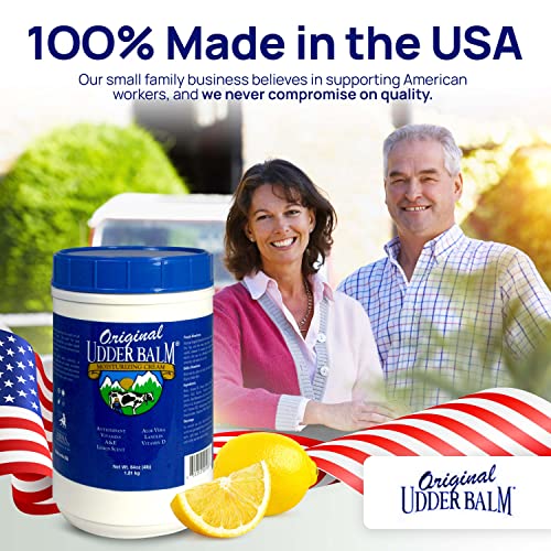 Original Udder Balm Refill Tub - Made in USA - Extra Thick Udder Cream & Hand Balm for Dry Skin, Cracked Heels, Rough Hands ? Deep Moisture Heel Cream & Foot Moisturizer with Aloe Vera, 64 Fl Oz