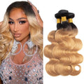 Black Ombre Blonde 30-34 Inch Brazilian Virgin Hair Bundles 150g Body Wave Extensions - Freiuoke
