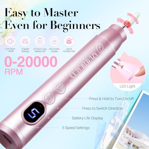AZUREBEAUTY Dip Powder Nail Starter Kit with Electric Nail Drill, 24 Colors