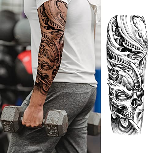 Halloween Full Arm Temporary Tattoos - 12 Sheets Waterproof