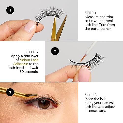 Velour Vegan Luxe Eyelashes, Luxurious Natural False Lashes, Lightweight, Reusable, Handmade Fake Lash Extensions, Wear up to 25 Times, 100% Vegan Mink, Soft & Comfortable, All Eye Shapes
