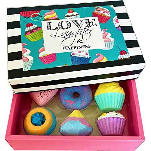 Bath Bombs Gift Set for Christmas - Bath Bombs for Girls, 6 Aromatherapy Natural BathBombs w/Organic Ingredients Skin Moisturizing Bubble BathBombs for Women Relaxing, Kids Stocking Stuffers