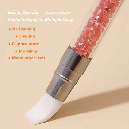 Resin Nail Art Palette with 5Pcs Nail Art Sculpture Pen Dual Tipped Silicone Nail Tools, Nail Art Acrylic Pen Silicone Brushes for Resin, Nail Art Tools for Design Nail Foil Carving Drawing