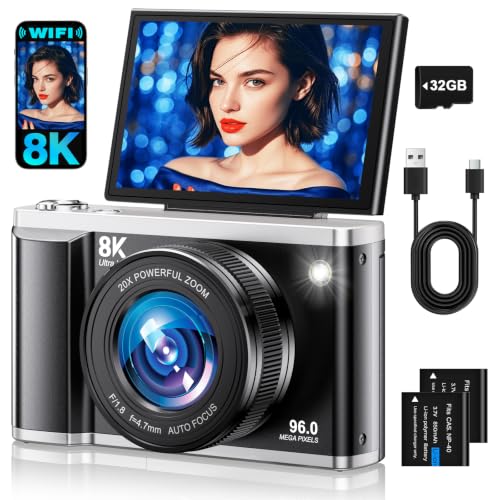 AUREAPIX 96MP 8K Digital Camera with WiFi & 20X Zoom