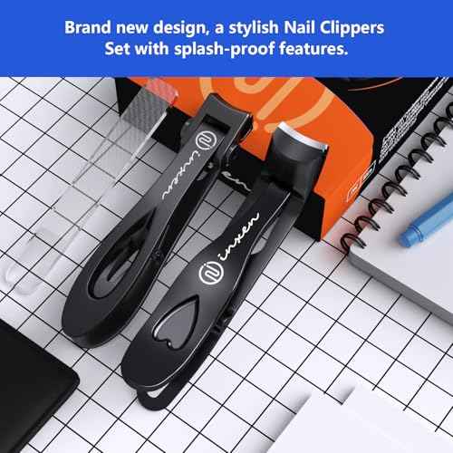 Toenail Clippers for Thick Nails for Seniors| INXEN 3-Pack Ergonomic Heavy Duty Angled Head Nail Clippers with Catcher | Premium Steel Wide Opening Fingernail Clippers Nail Cutter for Men & Women