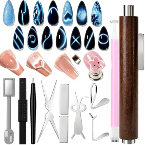 AZUREBEAUTY 11Pcs Cat Eye Magnet Nail Art Kit with Dual-Head Magnetic Pen