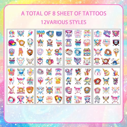 Baseball Ice Cream Drip Temporary Tattoos Stickers