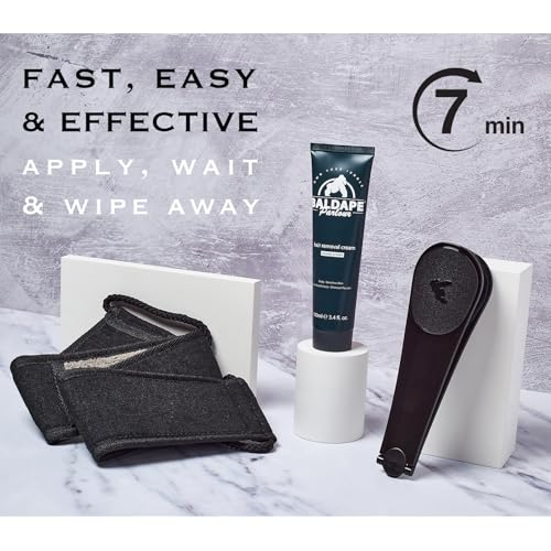 BALDAPE PARLOUR Body & Back Hair Removal Kit with Men's Depilatory Cream, Extendable Applicator & Loofah for Smooth, Hair-Free Results